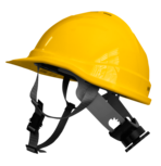 Industri&euml;le helm met kinband, geel