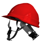 Industri&euml;le helm met kinband, Rood