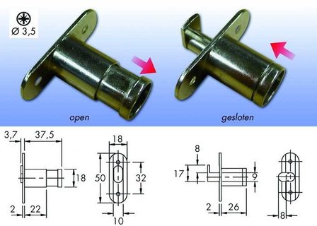 Drukcilinderslot voor schuifdeuren type 1121.300