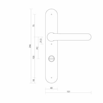 S2 vhbeslag anti-kerntrek 40mm kruk/kruk PC72 tekening