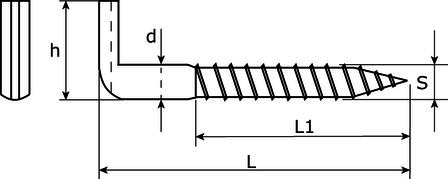 Sleuf schroefduim 50 mm houtdraad verzinkt tekening