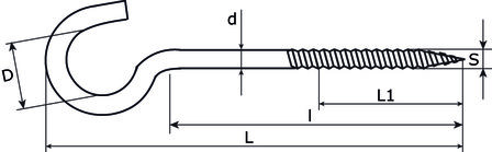 Schroefhaak 20 mm verzinkt tekening