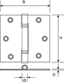 Venelite scharnier 76x76 mm verzinkt tekening