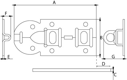 Plaatschuif vlak 100 mm verzinkt hangslot  afbeelding