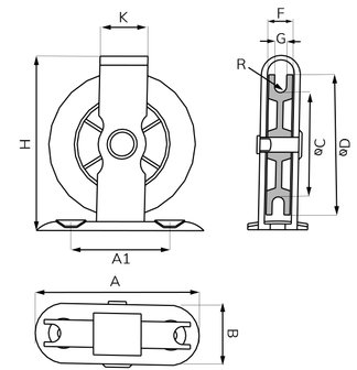 Dwarskatrol 40 mm verzinkt tekening