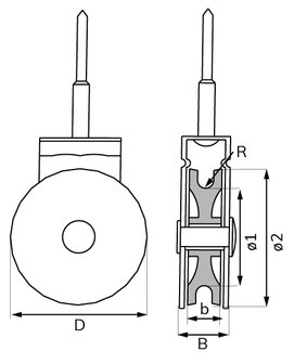 Schroefkatrol 15 mm verzinkt tekening