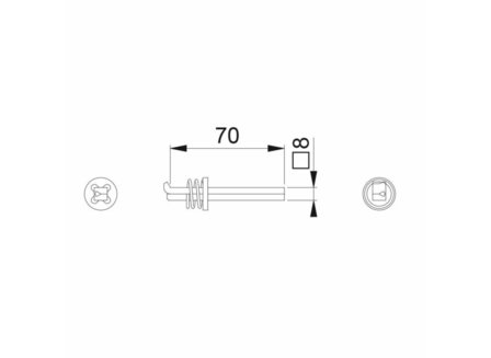 Hoppe Wisselstift 8/90 F/Ei voor halve deurkruk tekening