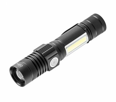 Zaklamp 2 in 1, CREE T6 + COB LED op Accu