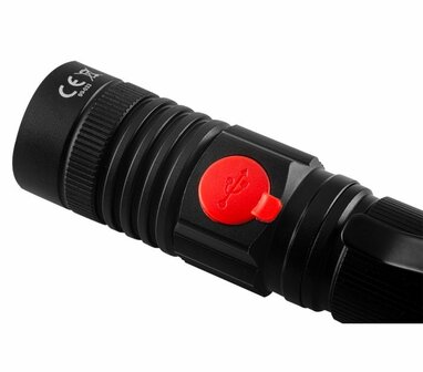 Zaklamp 2 in 1, CREE T6 + COB LED op Accu knop