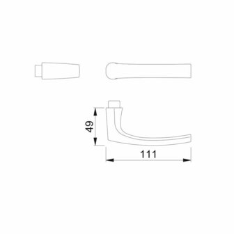 Hoppe deurkruk 1107 blokmodel tekening