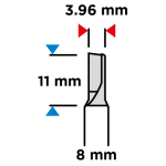 Enkele groeffrees 3,96x11mm 8mm schacht tekening