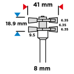 Tong frees 41x6,35mm 8mm schacht tekening