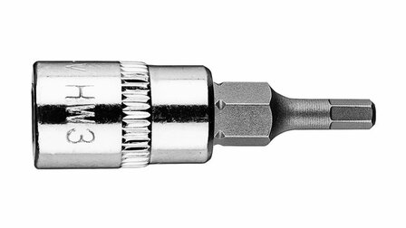 Bit dop 1/4 H3 (inbus) 37mm lang horizontaal