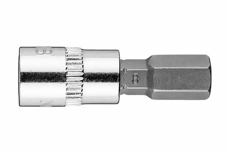 Bit dop 1/4 H8 (inbus) 37mm lang horizontaal