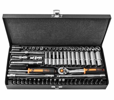 NEO Dopsleutel set 1/4, 63 delig open