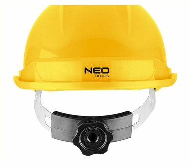 Industri&euml;le helm met kinband, geel nek