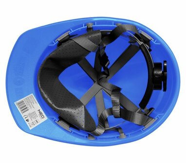 Industri&euml;le helm met kinband, blauw open