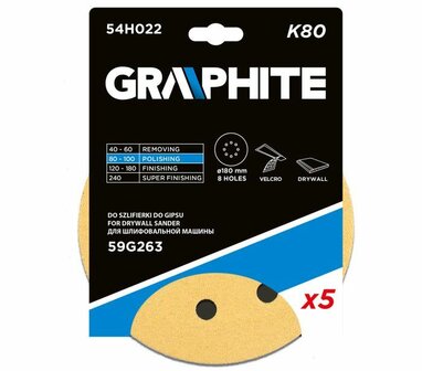 Cirkelschuurpapier 180mm 5x K80 vp