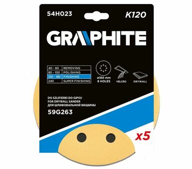 Cirkelschuurpapier 180mm 5x K120 vp