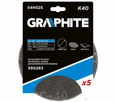 Cirkel Gaas schuurpapier 180mm 5x K40 vp