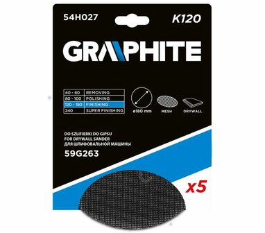 Cirkel Gaas schuurpapier 180mm 5x K120 vp