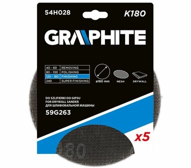 Cirkel Gaas schuurpapier 180mm 5x K180
