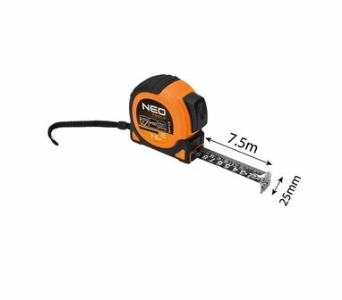 Rolmaat Super Black 7,5m x25mm, Dubbelzijdig maat