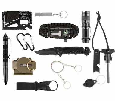 Outdoorset  14 in 1 overlevingspakket foto