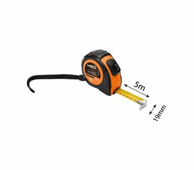 Rolmaat 5m x 19mm Dubbelestop, Auto Lock foto