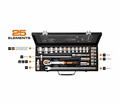 Doppenset 1/2, 25 delig CrV inhoud