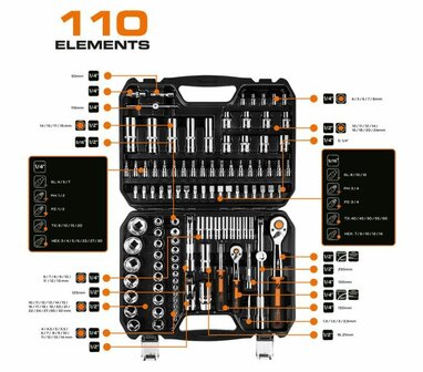 Doppenset 110 delig, 1/4 en 1/2 inhoud