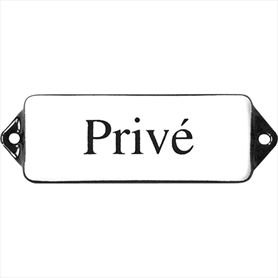 Emaille Bord Prive Wit/zwart