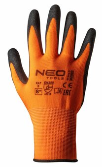 Werkhandschoen nitril gecoat polyester achterkant