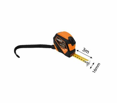 Rolmaat 3m x 16mm Dubbelestop, Auto Lock Magnetisch maat