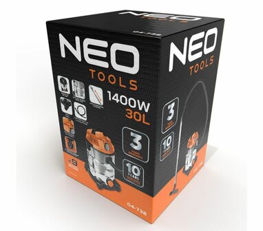 NEO Droognat stofzuiger 1400watt 30 liter verpakking