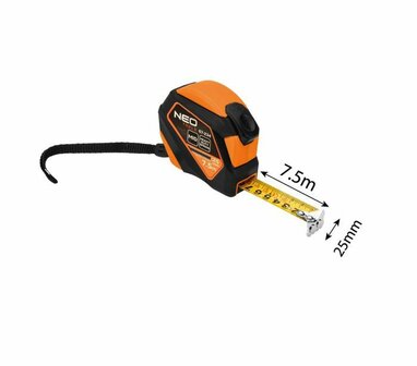 Rolmaat 7,5m x 25mm Dubbelestop, Auto Lock Magnetisch maat