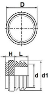 Insteekdop rond zwart 15mm met vilt