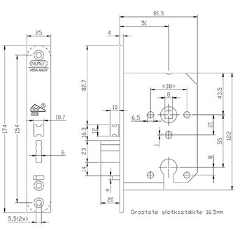 Nemef&nbsp;4119&nbsp;rechthoekig&nbsp;met&nbsp;blokschoot&nbsp;PC55&nbsp;SKG** tekening