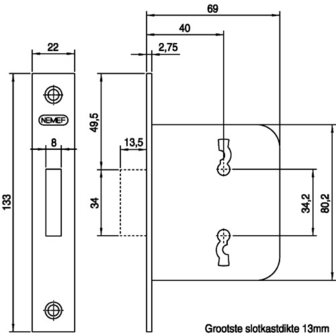 Nemef kastslot 210 tekening