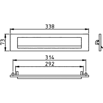 Briefplaat Hoppe rechthoekig 338x78mm-1