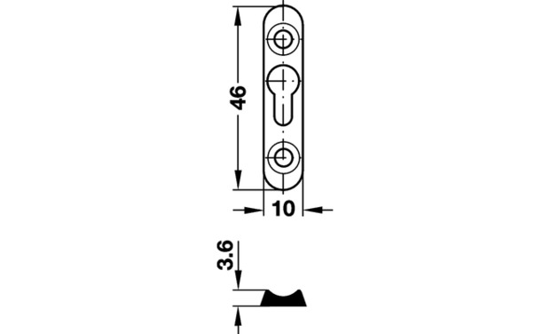 Rekoog/lenskopplaat : 16x43x3,5mm