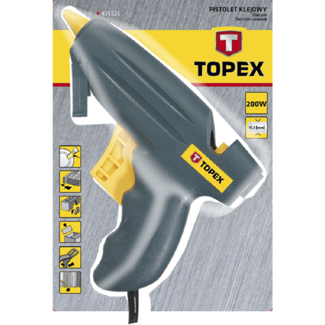 TOPEX Lijmpistool 11mm 200watt kunststof verpakking