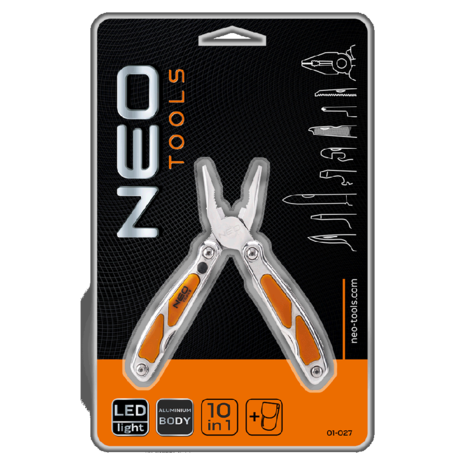 Neo Multitool 10 Elementen met LED, TUV M+T  verpakking