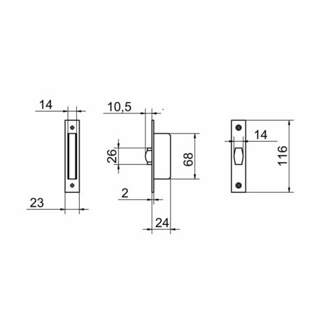 Lince smal rolslot 5554 zwart tekening