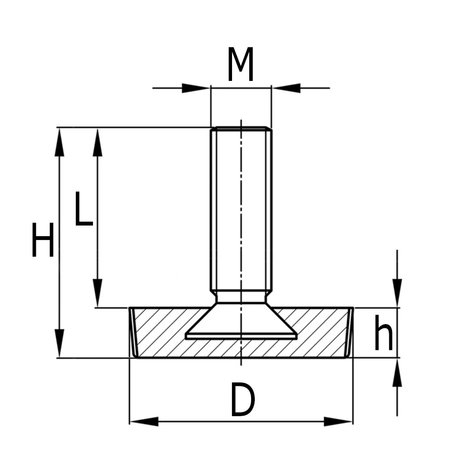 Stelvoet M8x50  25mm kartelrand tekening