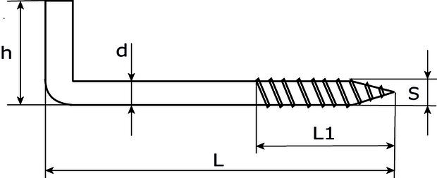 Schroefduim 20 mm verzinkt tekening