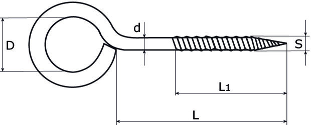 Schroefoog 10x4 mm verzinkt tekening