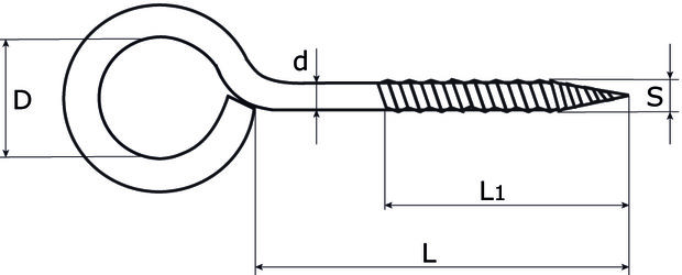 Schroefoog 10x6 mm verzinkt tekening