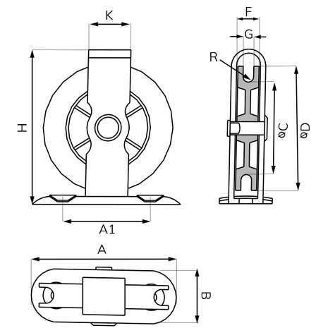 Dwarskatrol 40 mm verzinkt tekening