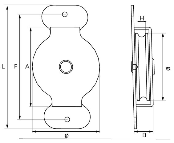 Zijkatrol 40 mm verzinkt tekening